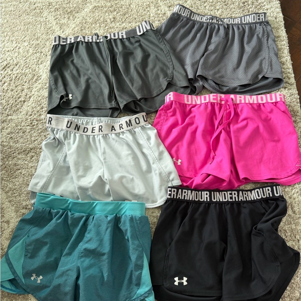 Under Armour Women's Athletic Shorts Bundle - Black, Gray, White, Pink, Teal